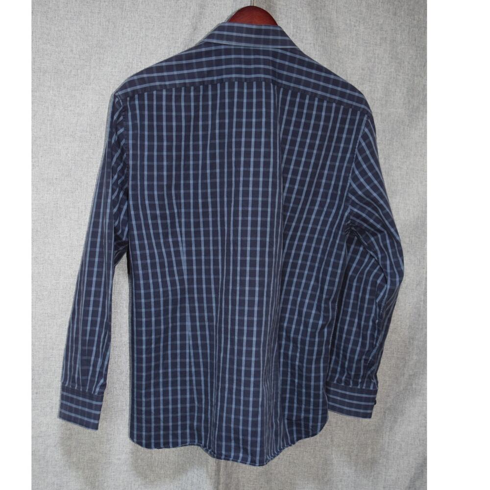 John Varvatos USA Slim Fit Blue Plaid Button-Down Shirt Size Large - Picture 3 of 3